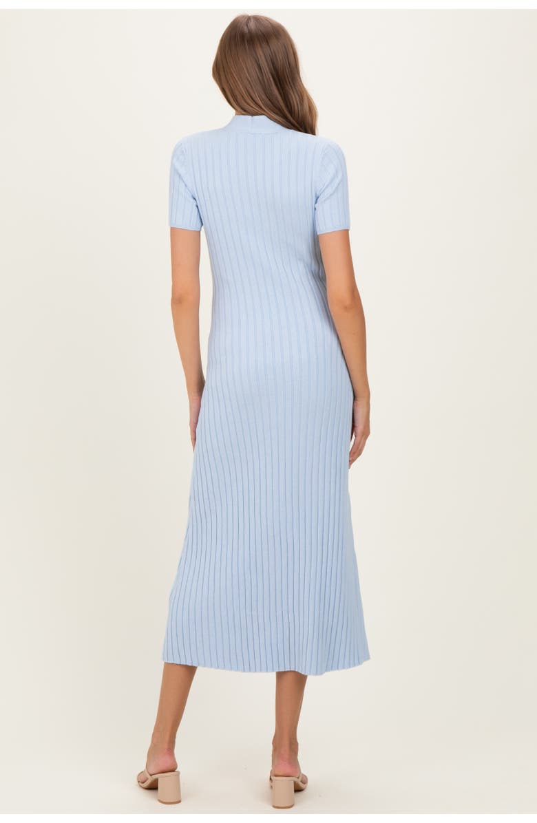 PinkBlush Ribbed Knit Tie Neck Midi Dress, Alternate, color, Light Blue