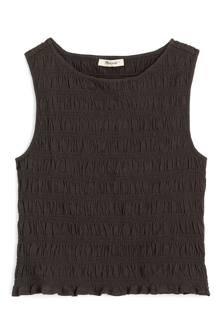 Smocked Tank Top, Alternate, color, SOFT CHARCOAL