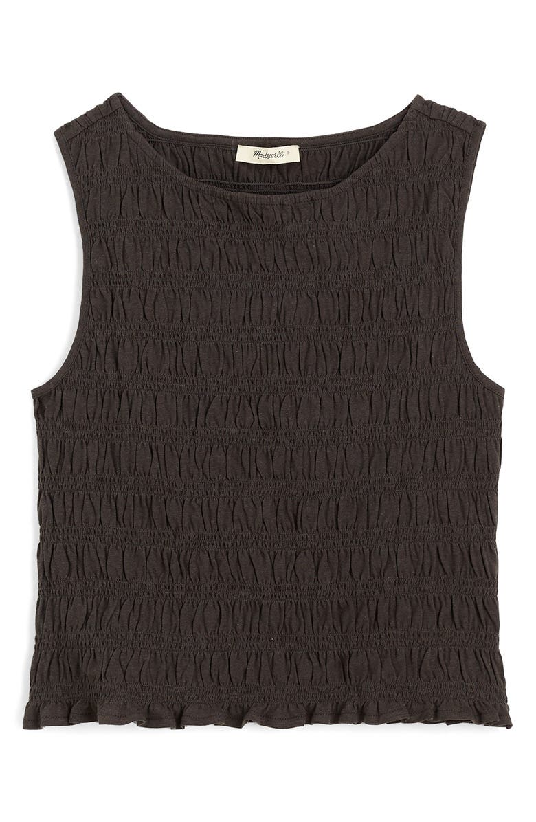 Madewell Smocked Tank Top, Alternate, color, Soft Charcoal