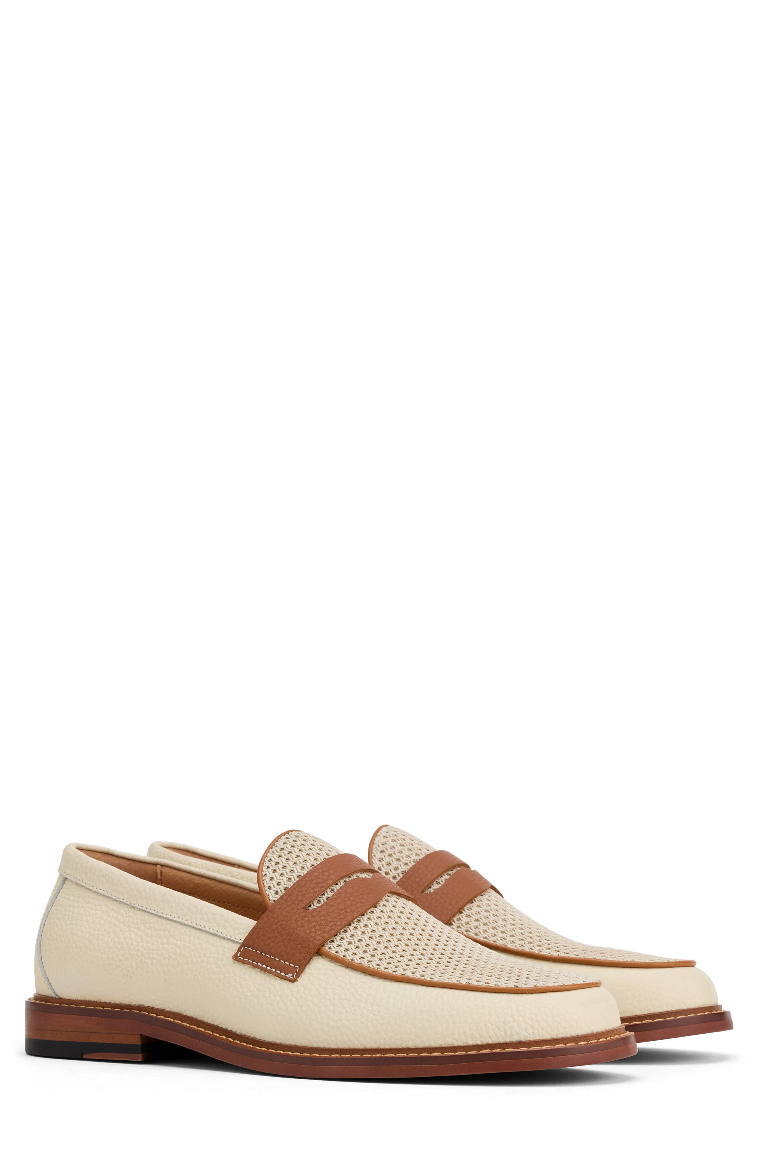 MARC NOLAN Calum Mesh Penny Loafer, Main, color, Cream
