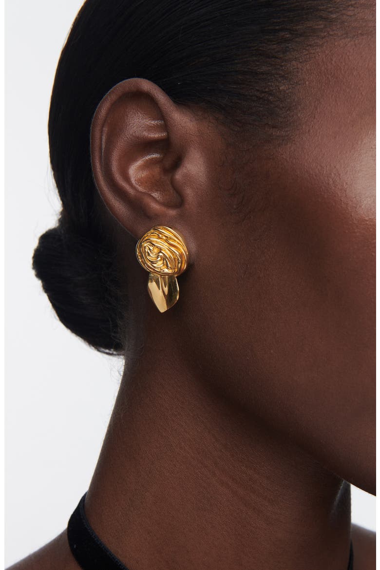 Mini Rosette Stud Earrings, Alternate, color, GOLD