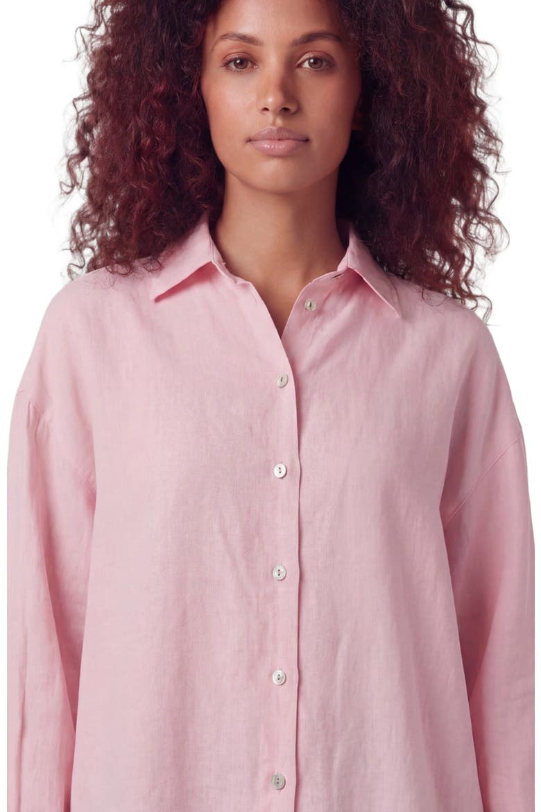 Womens Long Sleeve Linen Shirt, Alternate, color, FRESH PINK