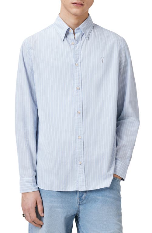 Allsaints Relaxed Fit Button Front Shirt In Willow Blue