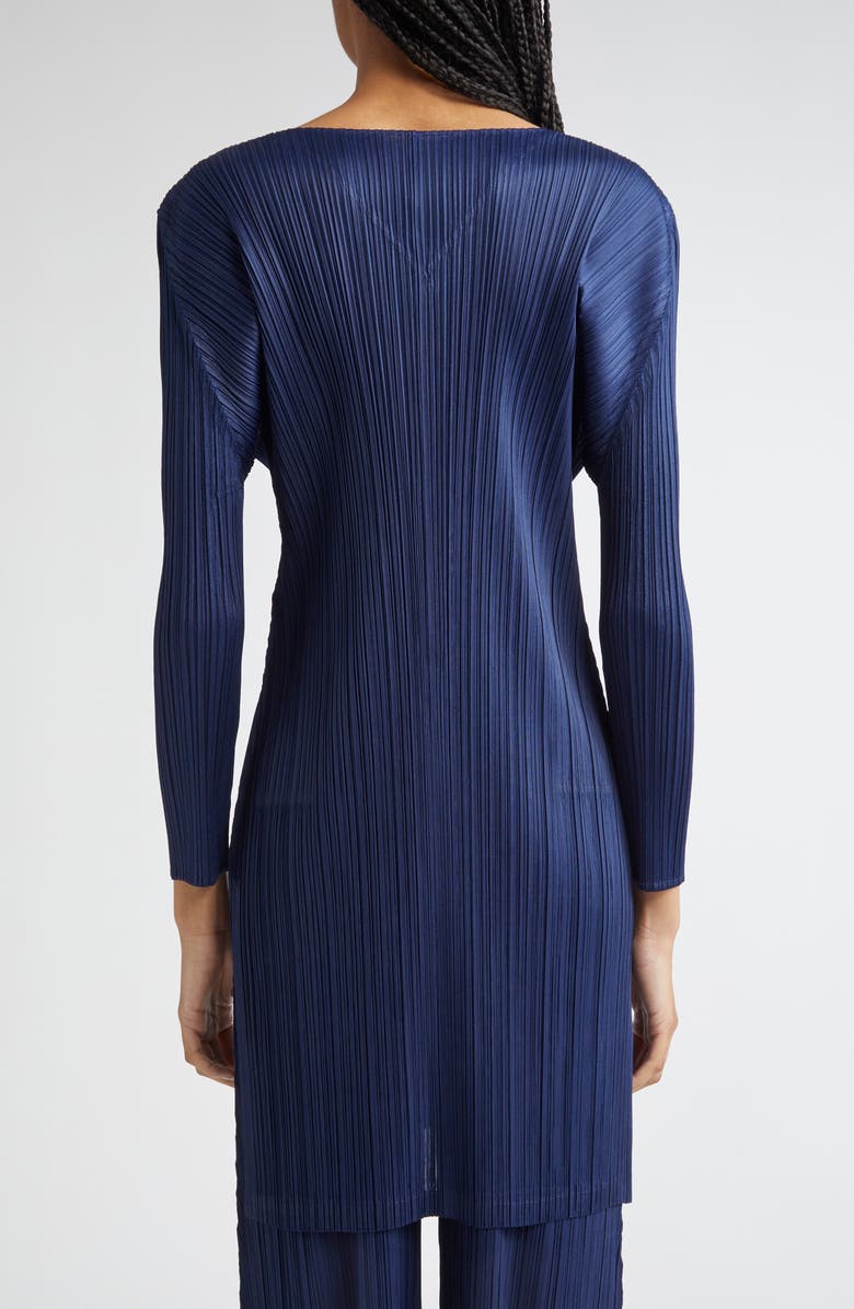 Pleats Please Issey Miyake Monthly Colors February Pleated Long Sleeve Minidress, Alternate, color, Navy