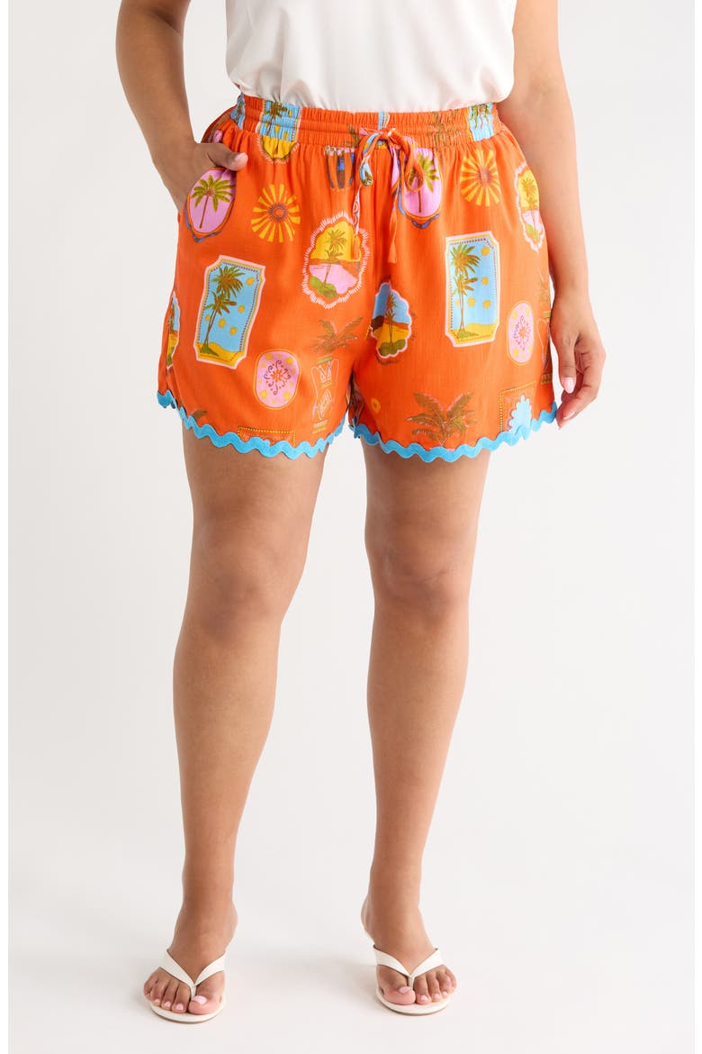 Maury Postcard Shorts, Main, color, RED-PINK-MULTI