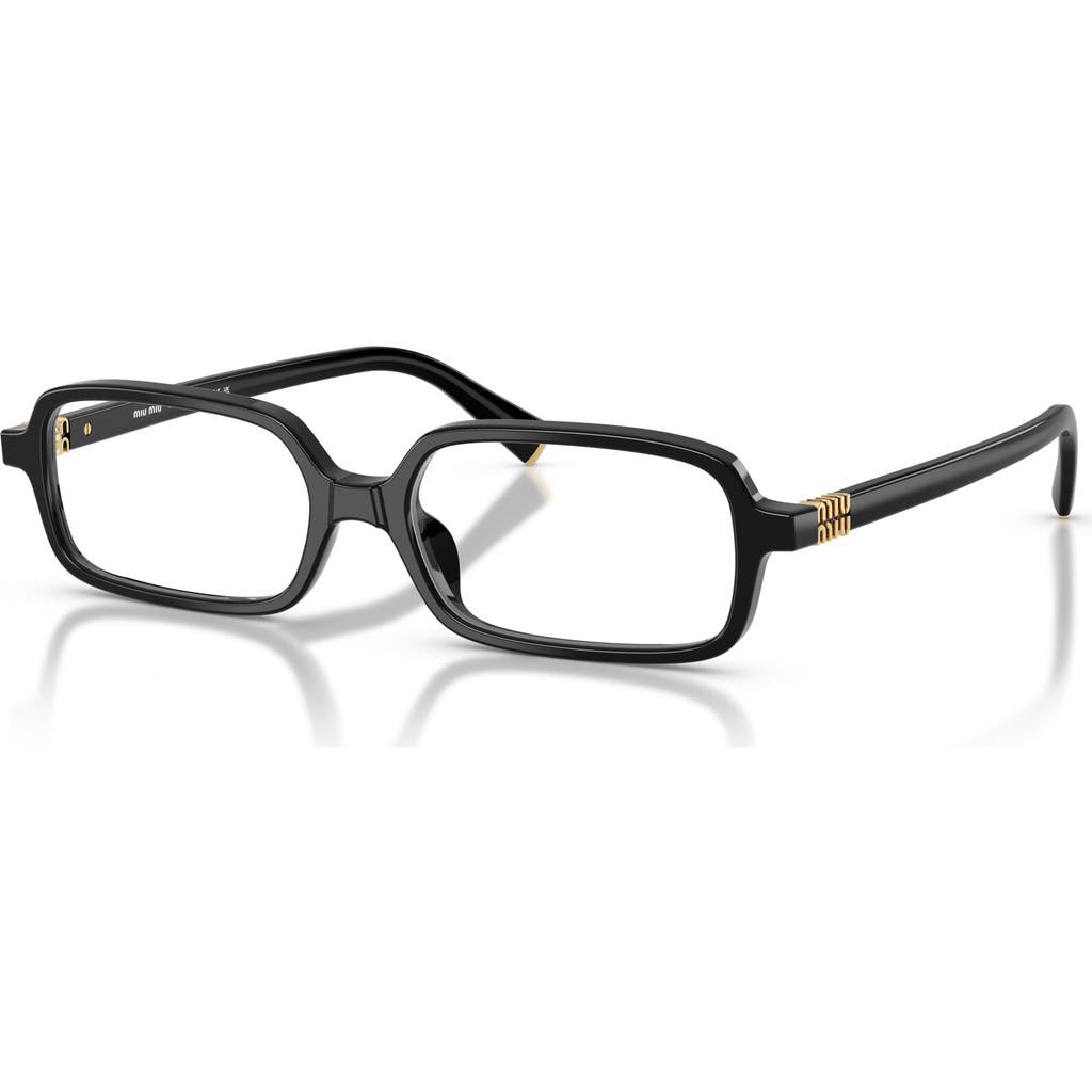 Miu Miu 53mm Rectangle Optical Glasses In Black