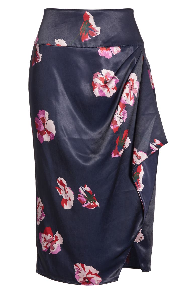 Alphina Floral Faux Wrap Skirt, Main, color, MIDNIGHT-JFA18