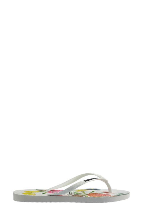 Havaianas Slim Flora Flip Flop In White