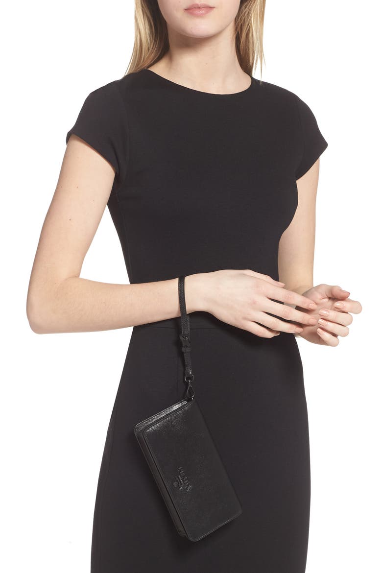 Saffiano Leather Wallet on a Chain, Alternate, color, NERO