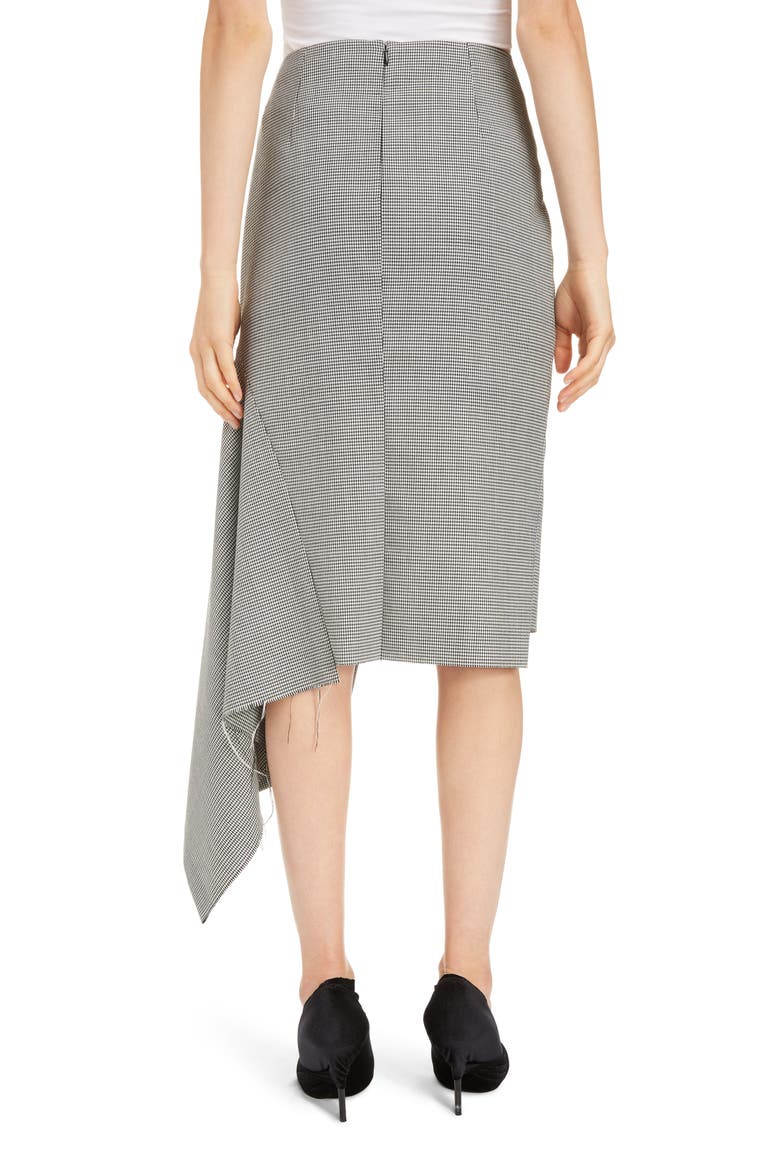 Houndstooth Godet Midi Skirt, Alternate, color, BLACK/ WHITE