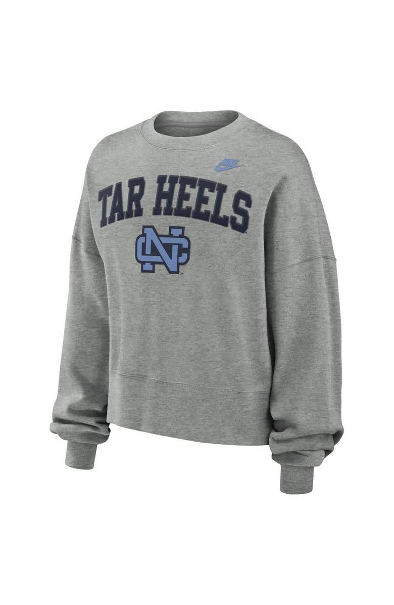 Nike Women's Nike Heather Gray North Carolina Tar Heels Oversized Legacy Classic Pullover Sweatshirt, Alternate, color, 