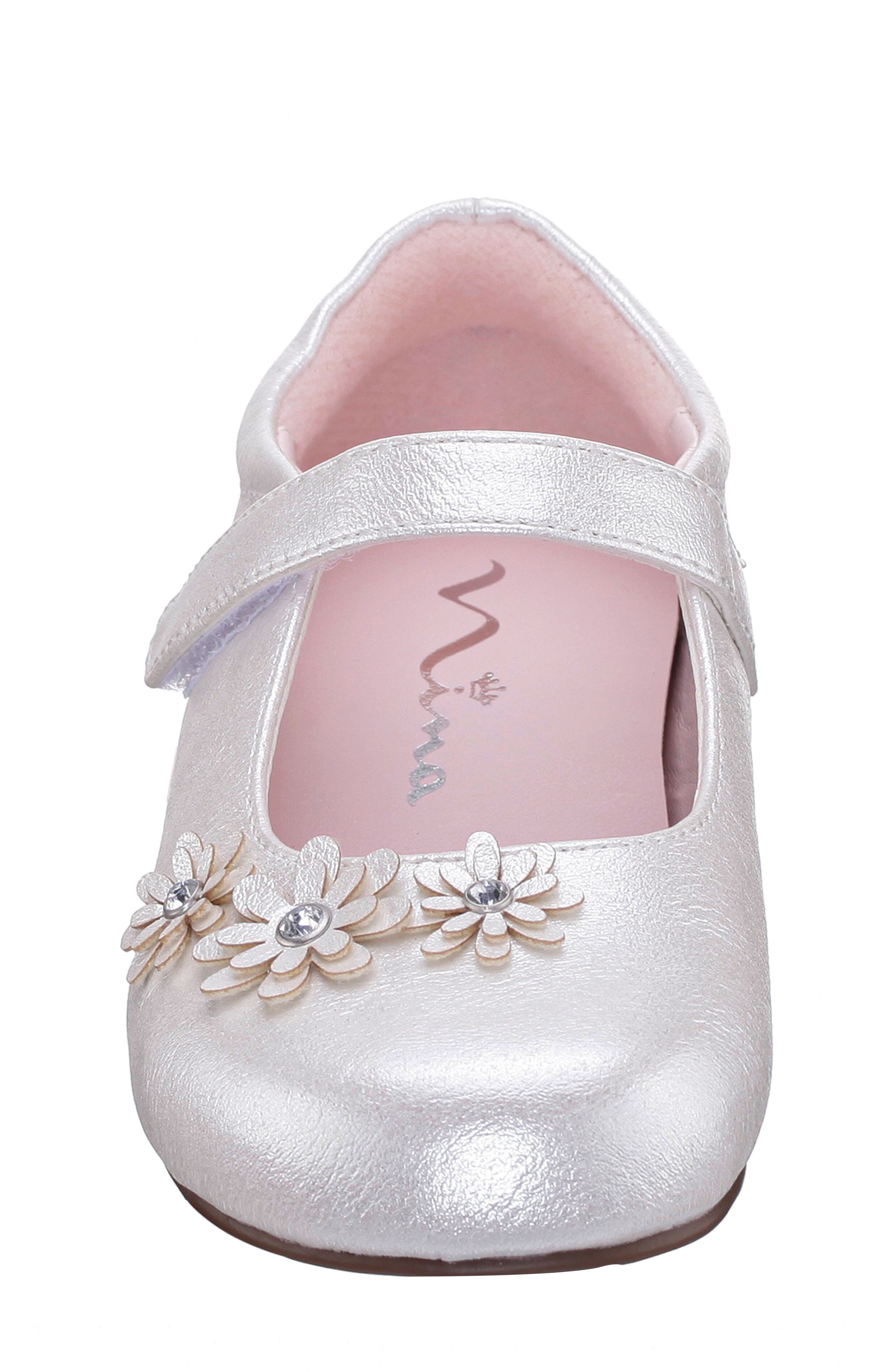Nina Kids' Daisy Mary Jane Flat, Alternate, color, White Shimmer