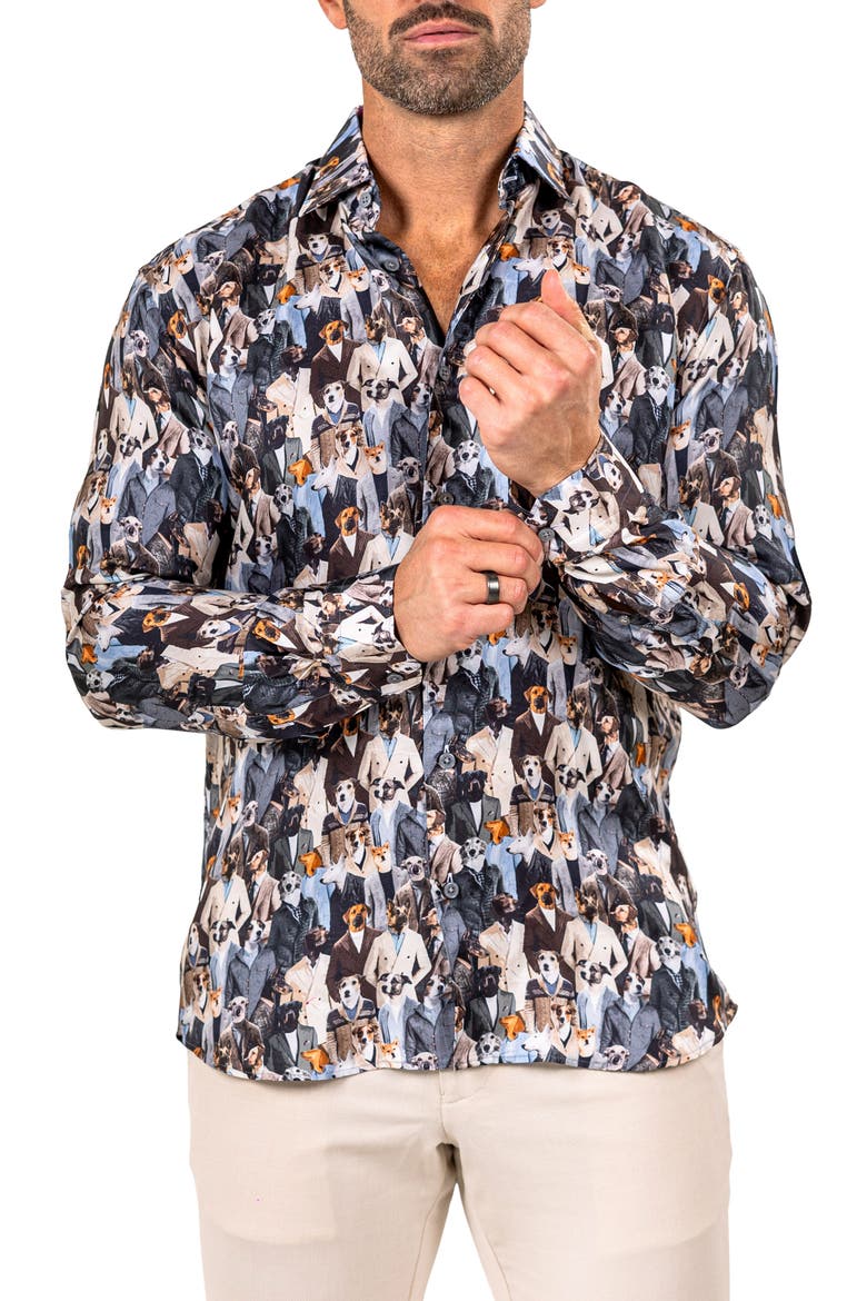 Fibonacci Marthy Contemporary Fit Button-Up Shirt, Alternate, color, BLACK