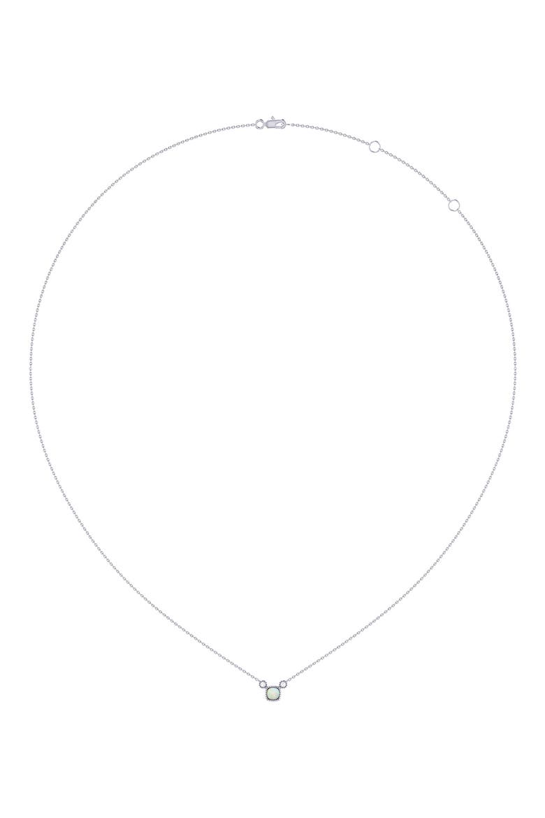La Vie Cushion Cut Opal & Diamond Pendant Necklace - 0.04ct., Alternate, color, 14K WHITE GOLD