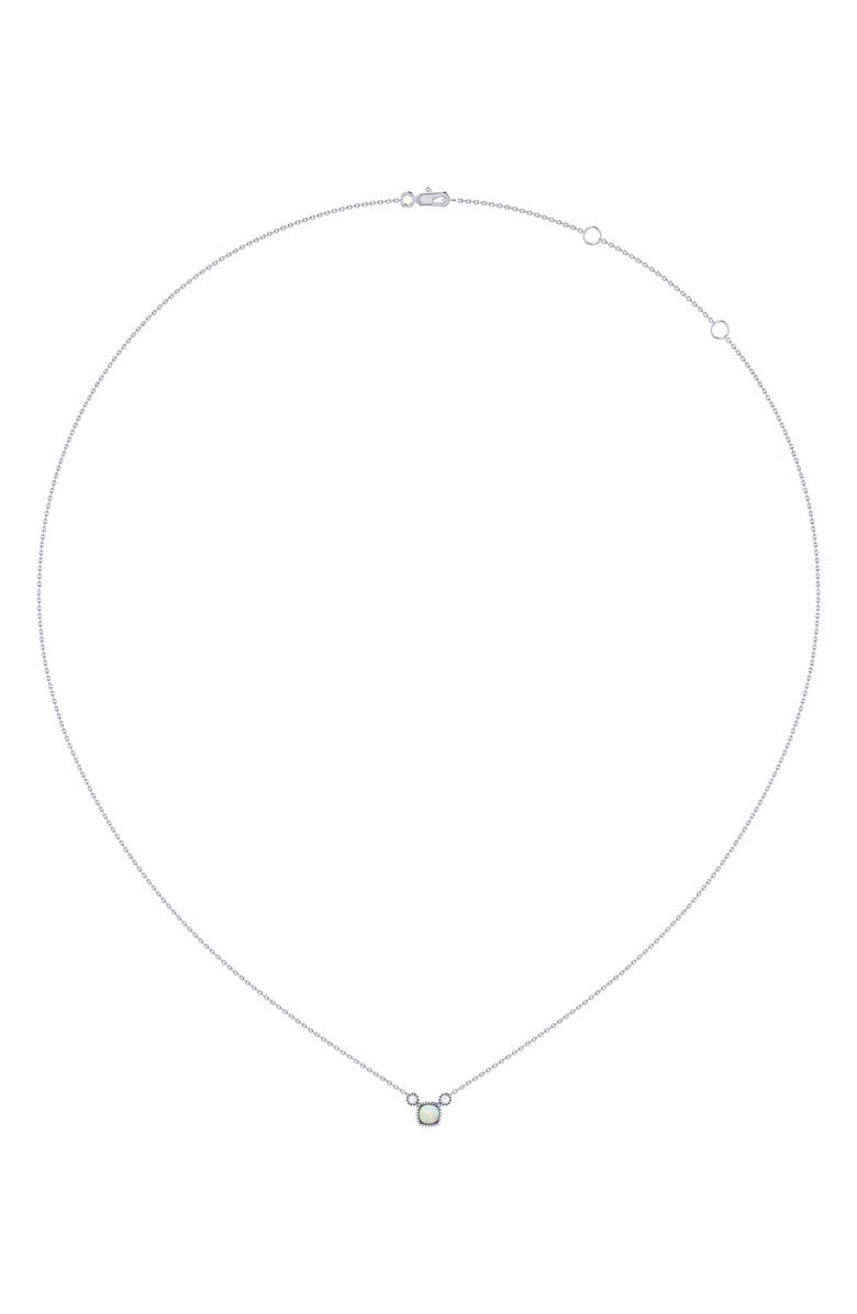 LuvMyJewelry La Vie Cushion Cut Opal & Diamond Pendant Necklace - 0.04ct., Alternate, color, 14K White Gold
