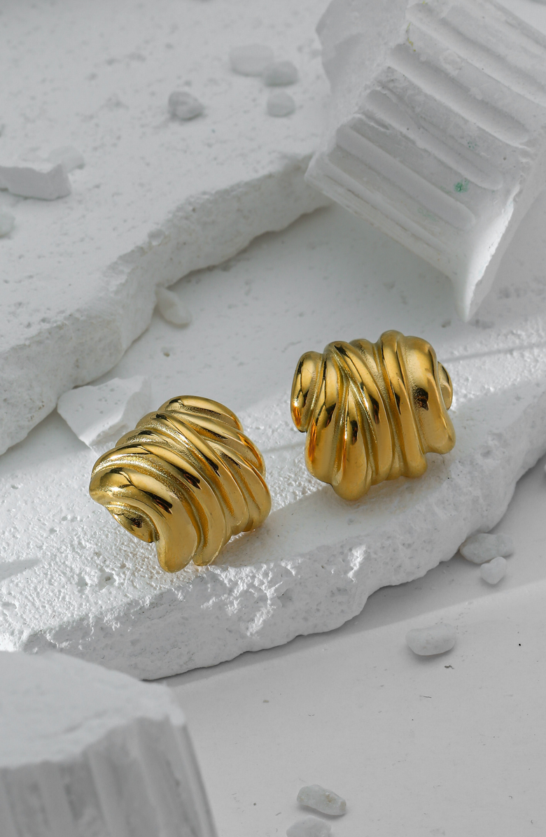 Kellery Dazzle Dream Twirl Hoop Earrings, Alternate, color, Gold