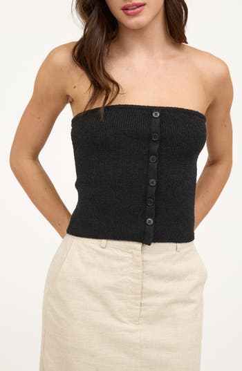 BLU PEPPER BLU PEPPER BUTTON DOWN STRAPLESS SWEATER 
