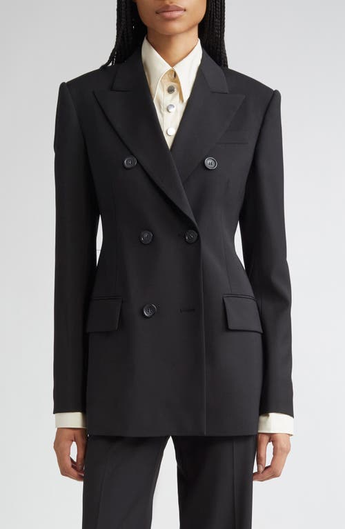 Sportmax Adamo Double Breasted Tailored Virgin Wool Blazer In Black