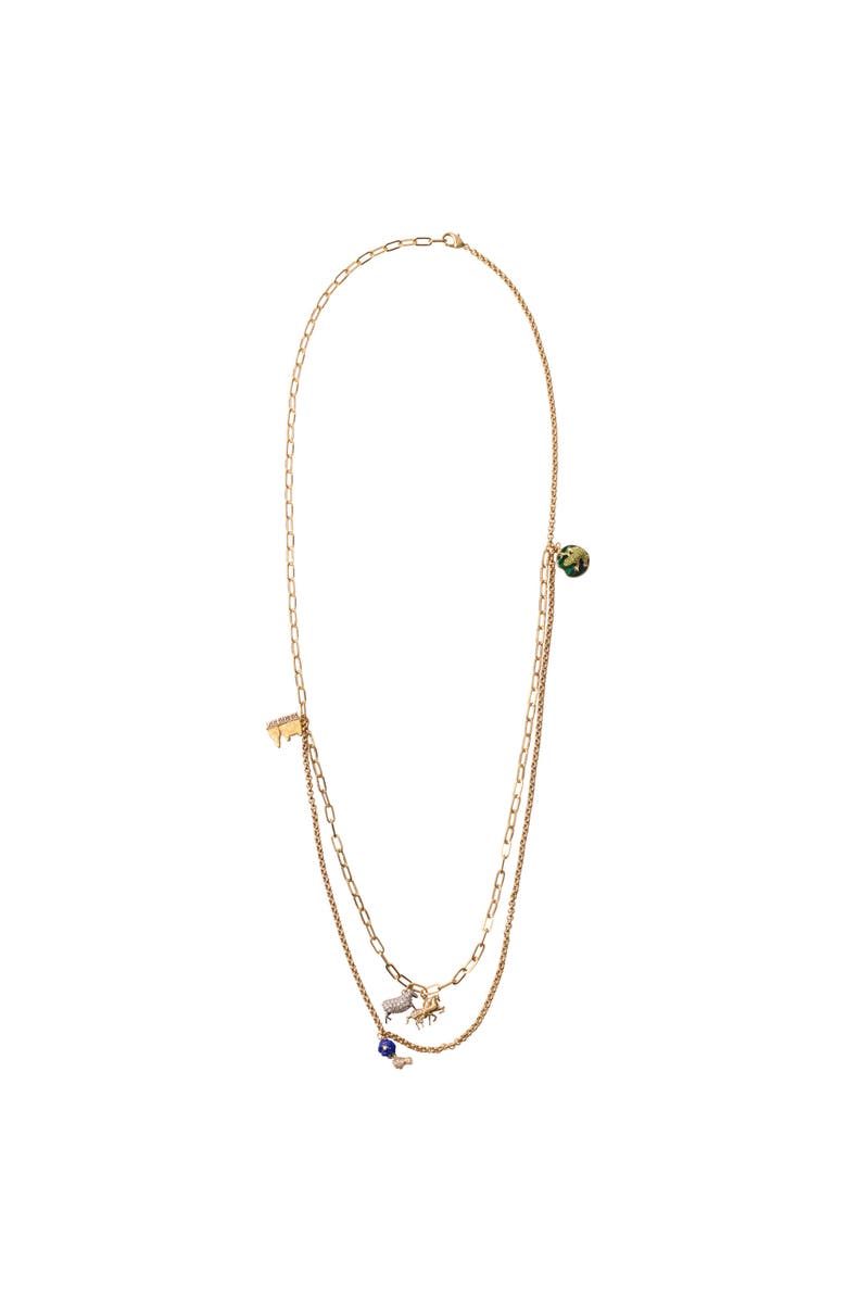 Burberry Charm Double Layer Necklace, Main, color, Gold/Multicolour
