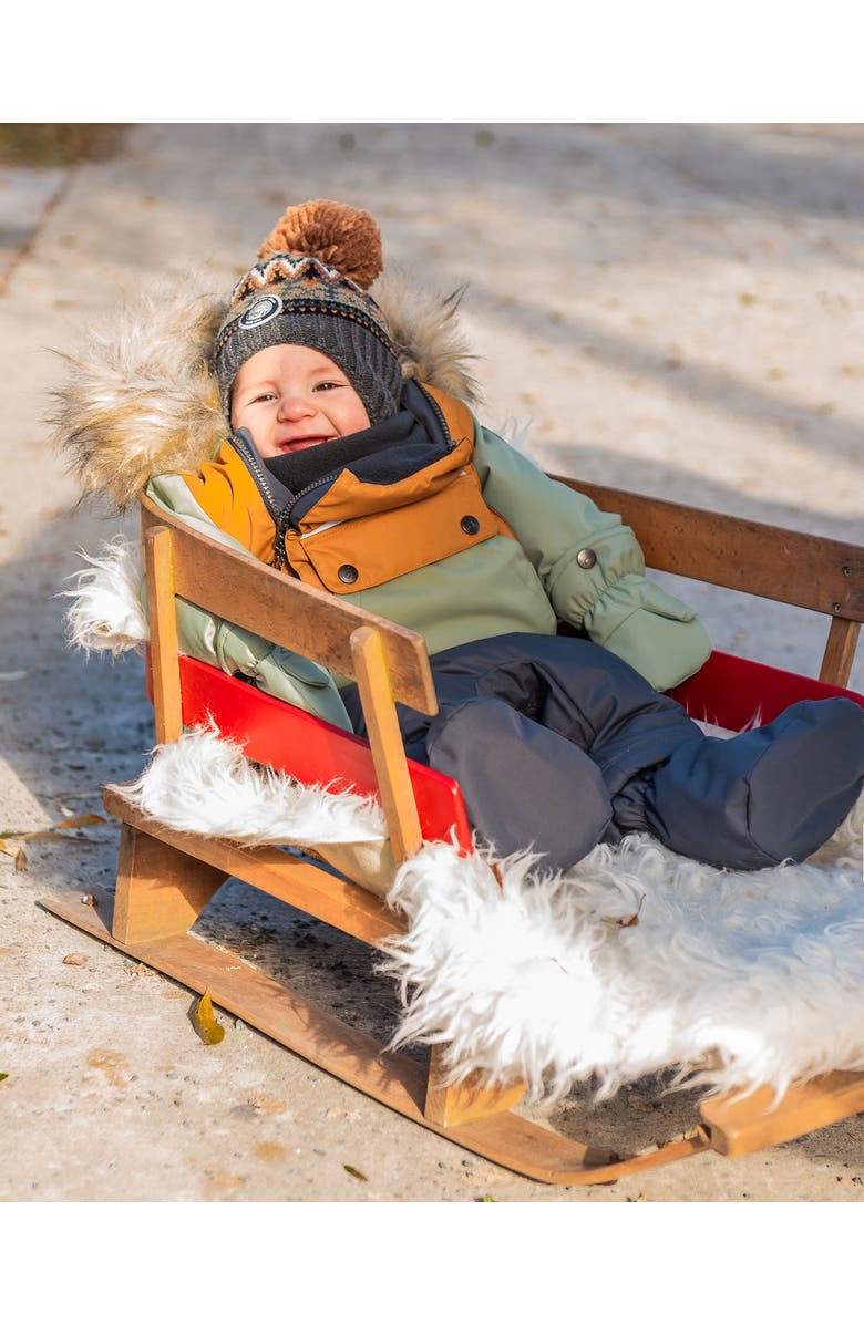 Deux par Deux Baby Boy's One Piece Baby Snowsuit Sage, Brown And Dark Grey, Alternate, color,