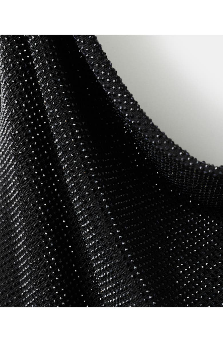 MANGO x Kaia Gerber Drape Crystal Halter Top, Alternate, color, Black