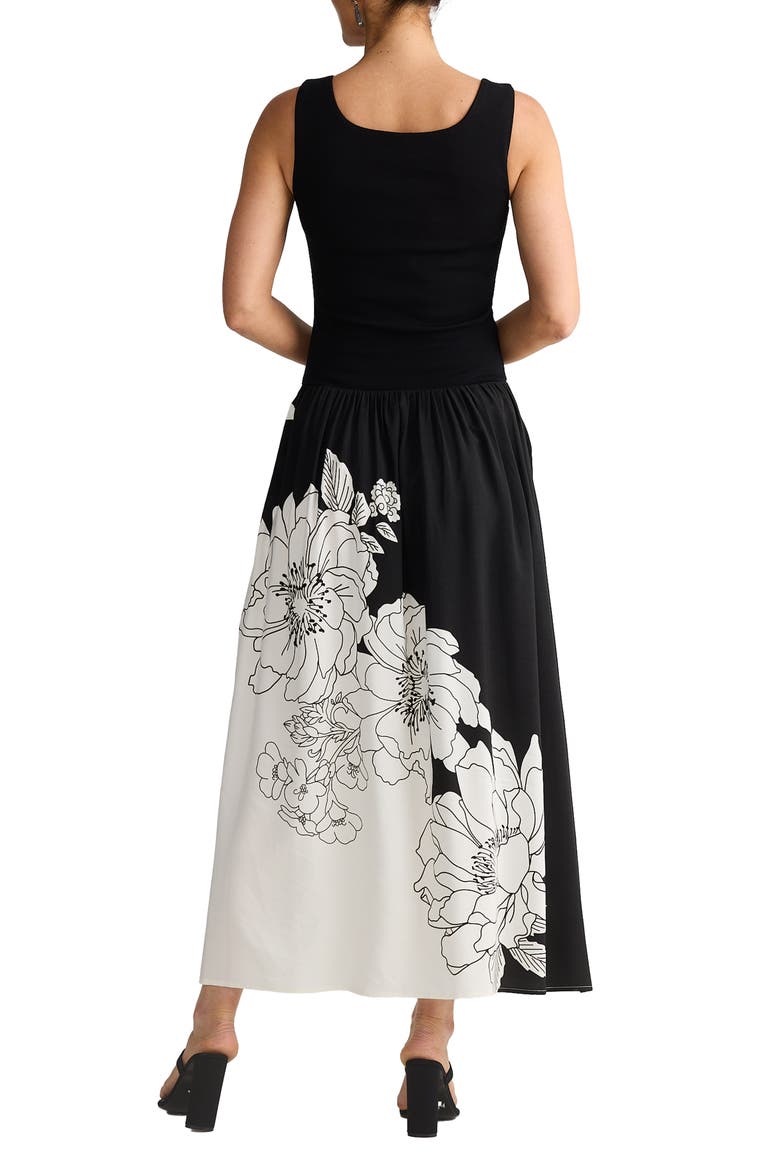 Maya Floral Print Sleeveless Dress, Alternate, color, NOIR BLOOM