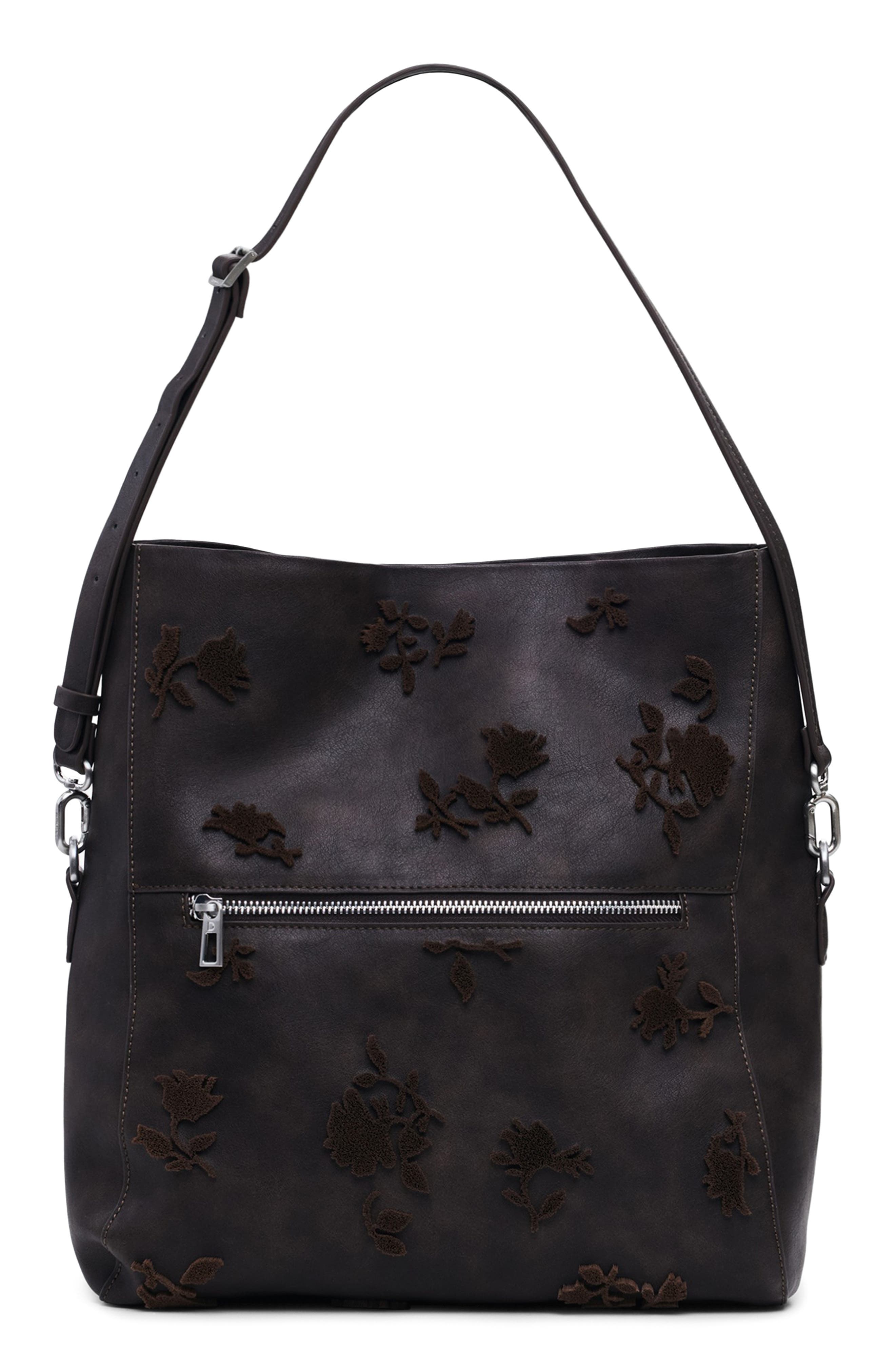 Desigual Faux Leather Top Handle Bag, Alternate, color, Dark Brown