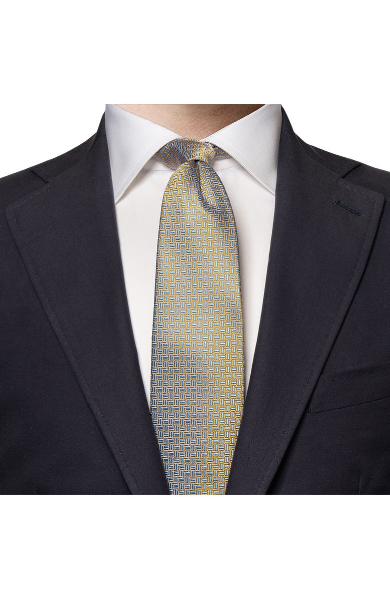 Eton Geometric Silk Tie, Alternate, color, Lt/ Pastel Yellow