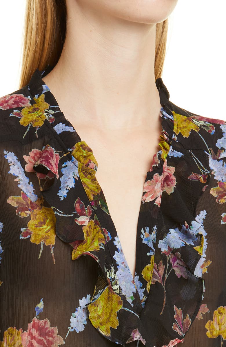 PAIGE Arianne Long Sleeve Silk Blouse, Alternate, color, Black Multi