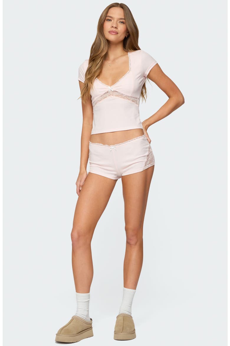 Arcadia Lace Trim Crop Top, Alternate, color, LIGHT-PINK