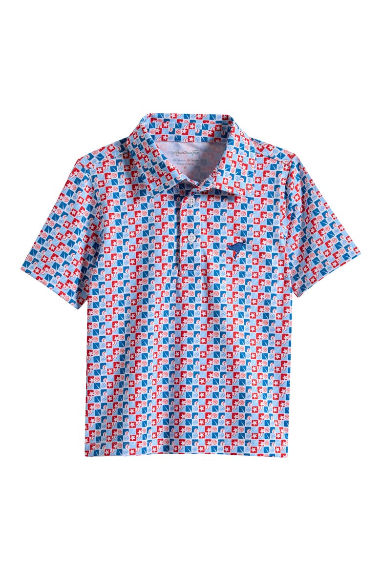Kids' Baseball Check Print Polo, Main, color, RED/ WHITE/ BLUE