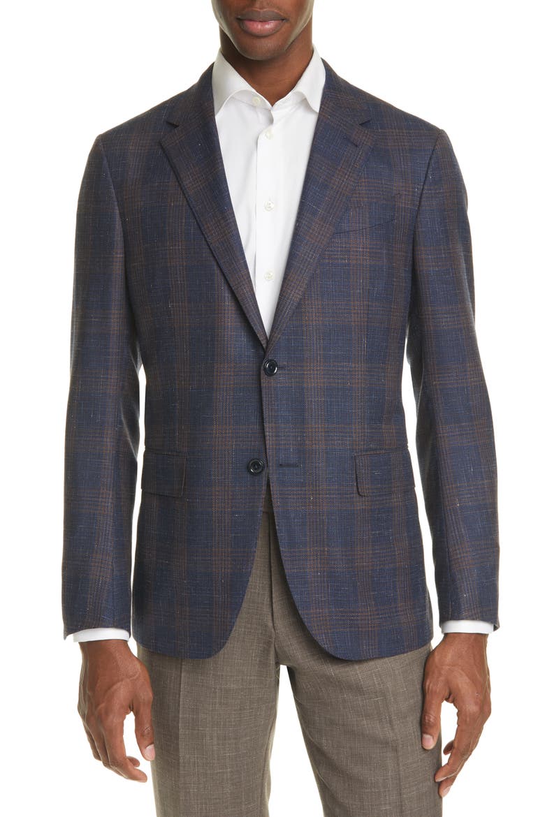 Milano Easy Classic Fit Plaid Sport Coat, Main, color, BLUE