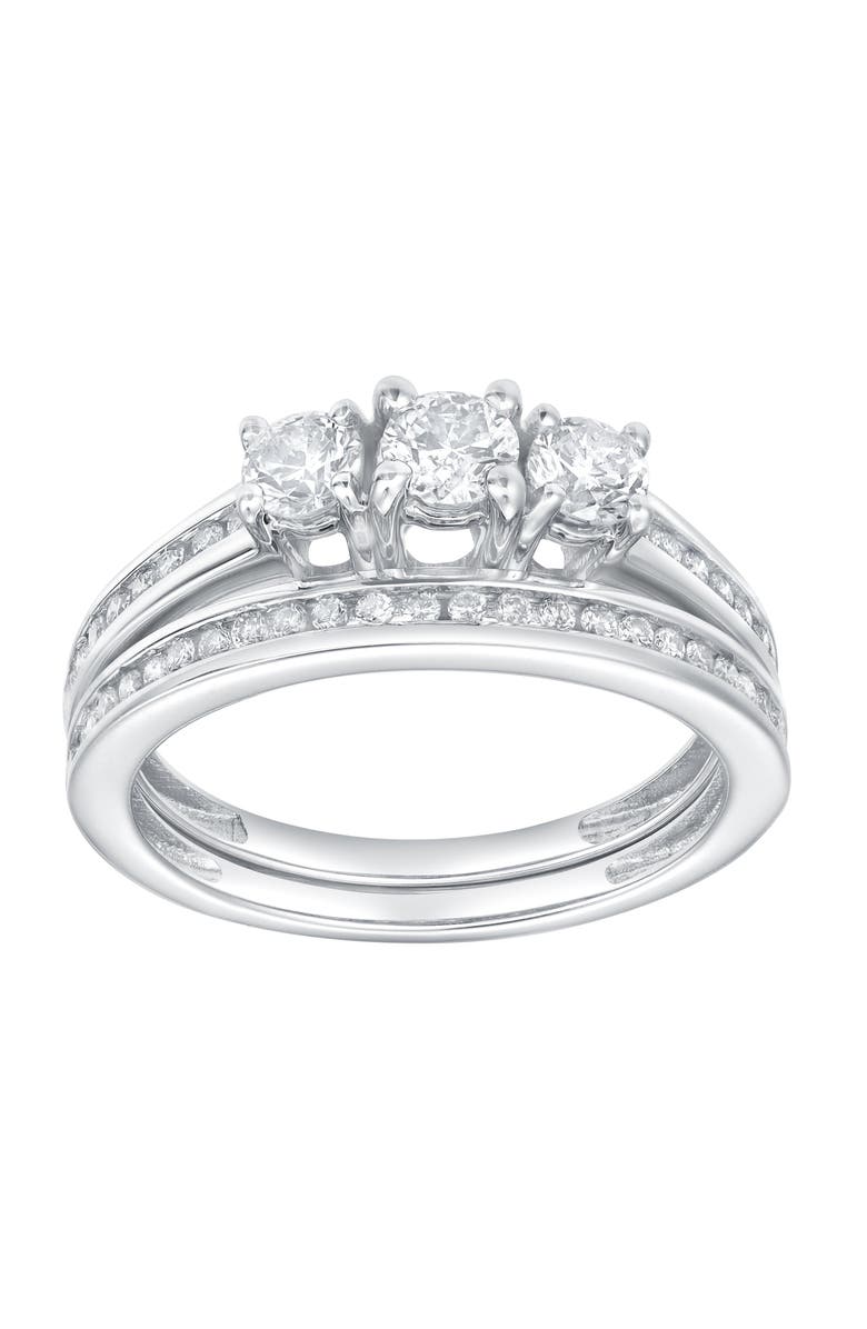 LuvMyJewelry Celestyn Duo 0.90 Cts Natural Diamond Duo Set 14K Gold Ring Set, Alternate, color, 14K White Gold