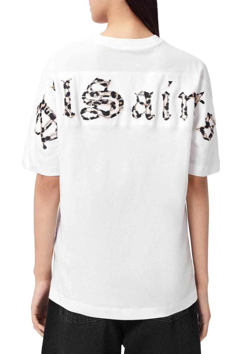 AllSaints Fuse Etta Oversize Appliqué Cotton Graphic T-Shirt, Alternate, color, Optic White