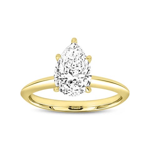 Ava 14K Gold Pear Lab Grown Diamond Solitaire Ring - 1.5 Ct