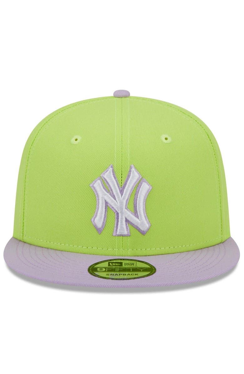 New Era Men's New Era Neon Green/Purple New York Yankees Spring Basic Two-Tone 9FIFTY Snapback Hat, Alternate, color,