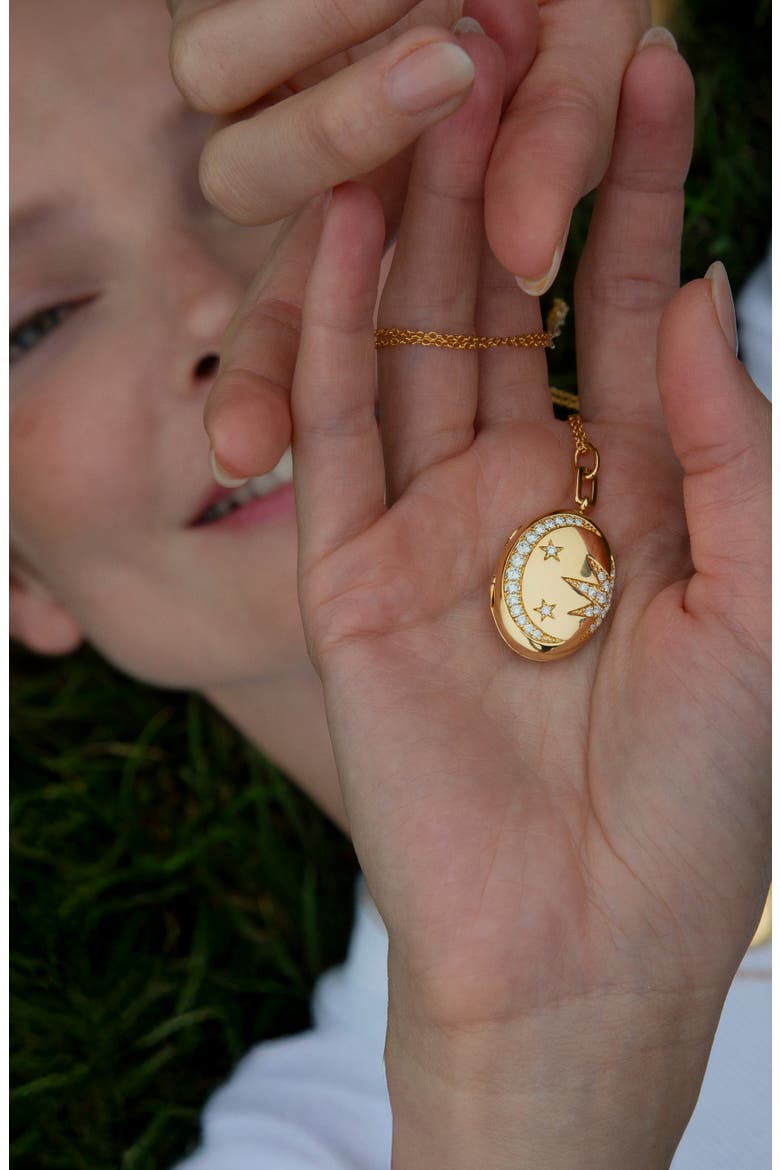 18k Gold Sun Moon & Star Diamond Locket Necklace, Alternate, color, 18K YELLOW GOLD