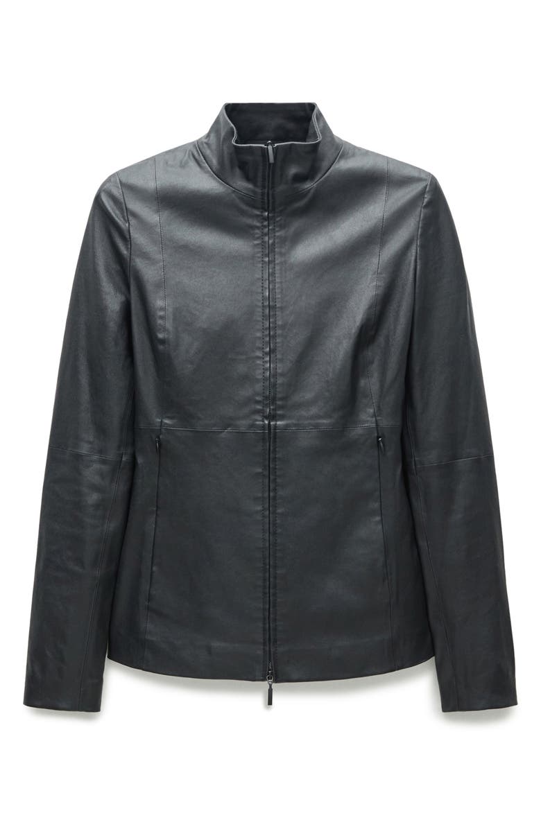 MANGO Two-Way Zip Leather Jacket, Alternate, color, 