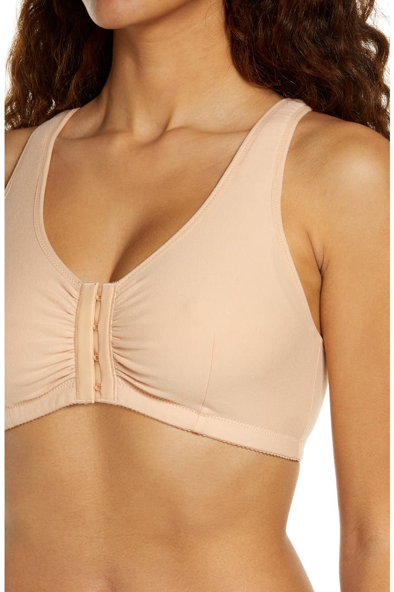 Fleur Front Clasp Wireless Leisure Bra, Alternate, color, NUDE