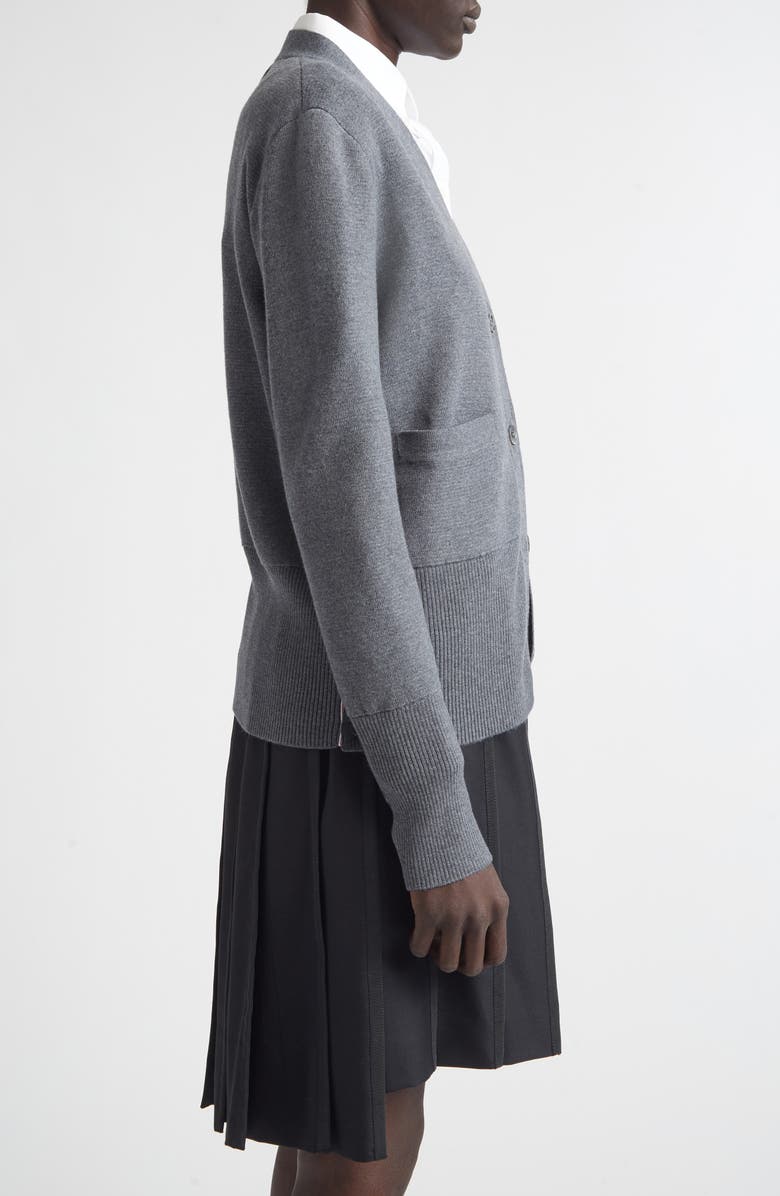 Thom Browne 4-Bar Merino Wool Cardigan, Alternate, color, Med Grey