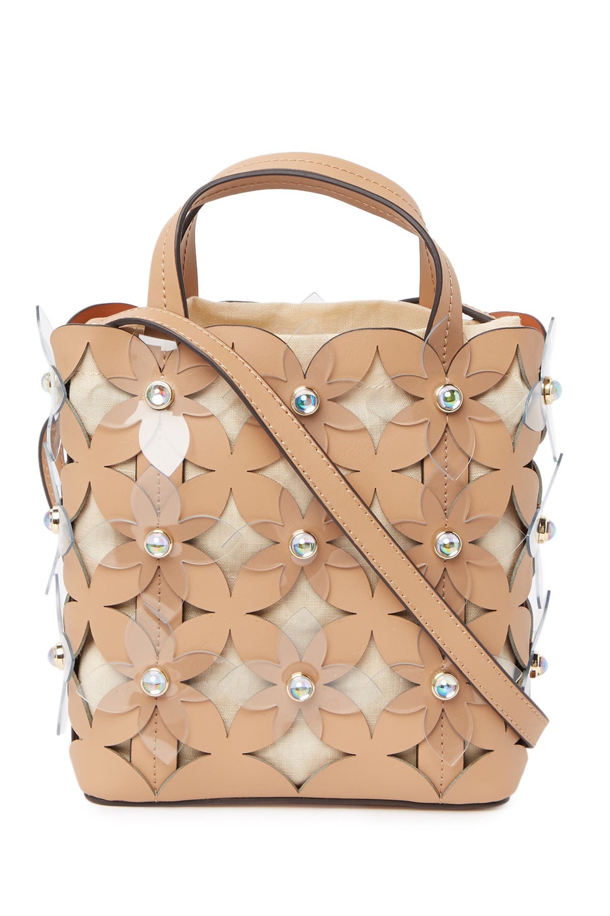 ZAC Zac Posen Floral Bouquet Small North/South Leather Bag, Alternate, color, 