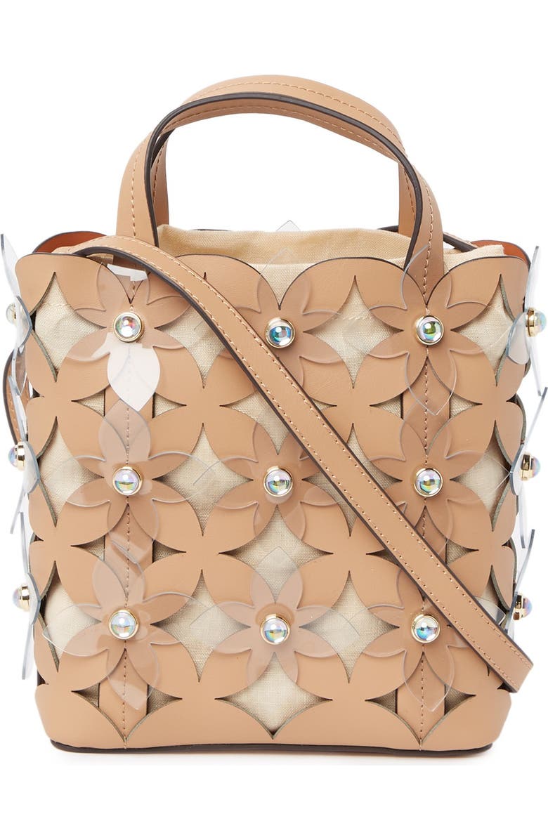 ZAC Zac Posen Floral Bouquet Small North/South Leather Bag, Alternate, color,