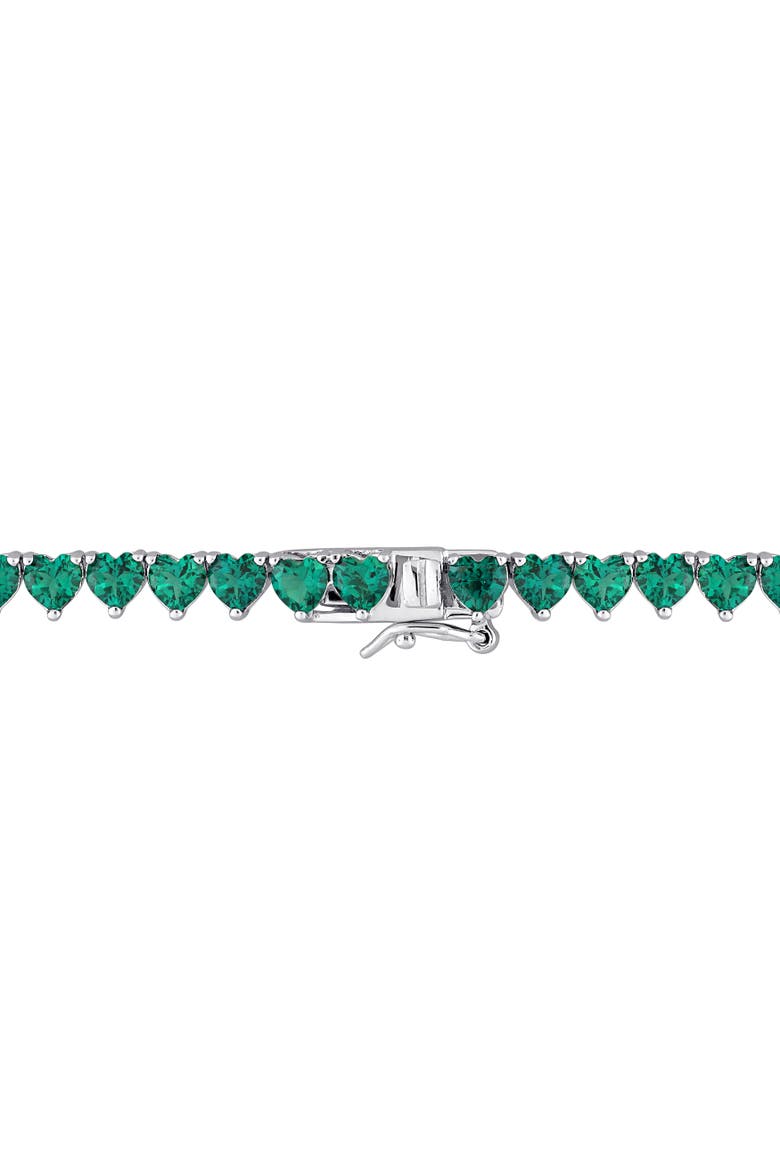 Lab-Created Emerald Heart Tennis Necklace, Alternate, color, Emerald