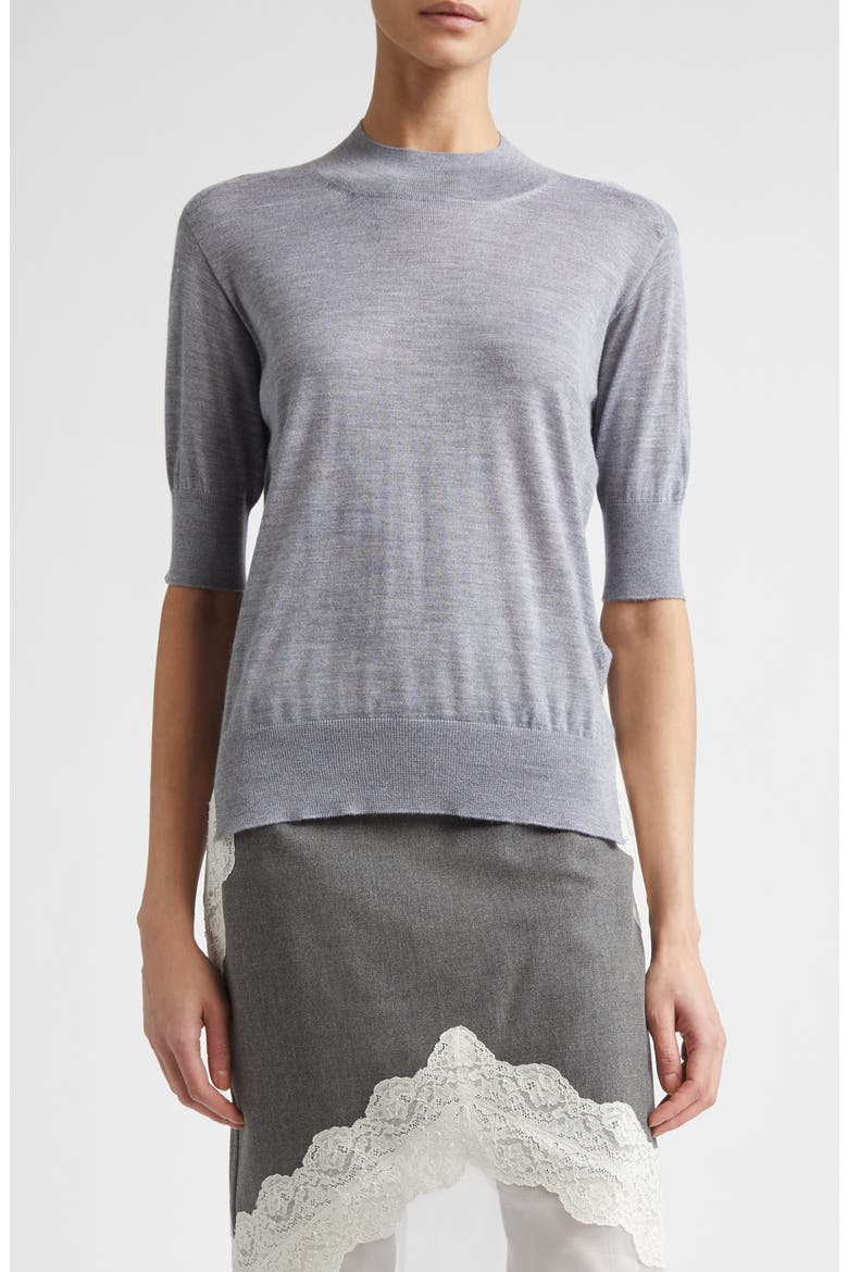 Seamless Short Sleeve Cashmere, Wool & Silk Sweater, Main, color, PEBBLE