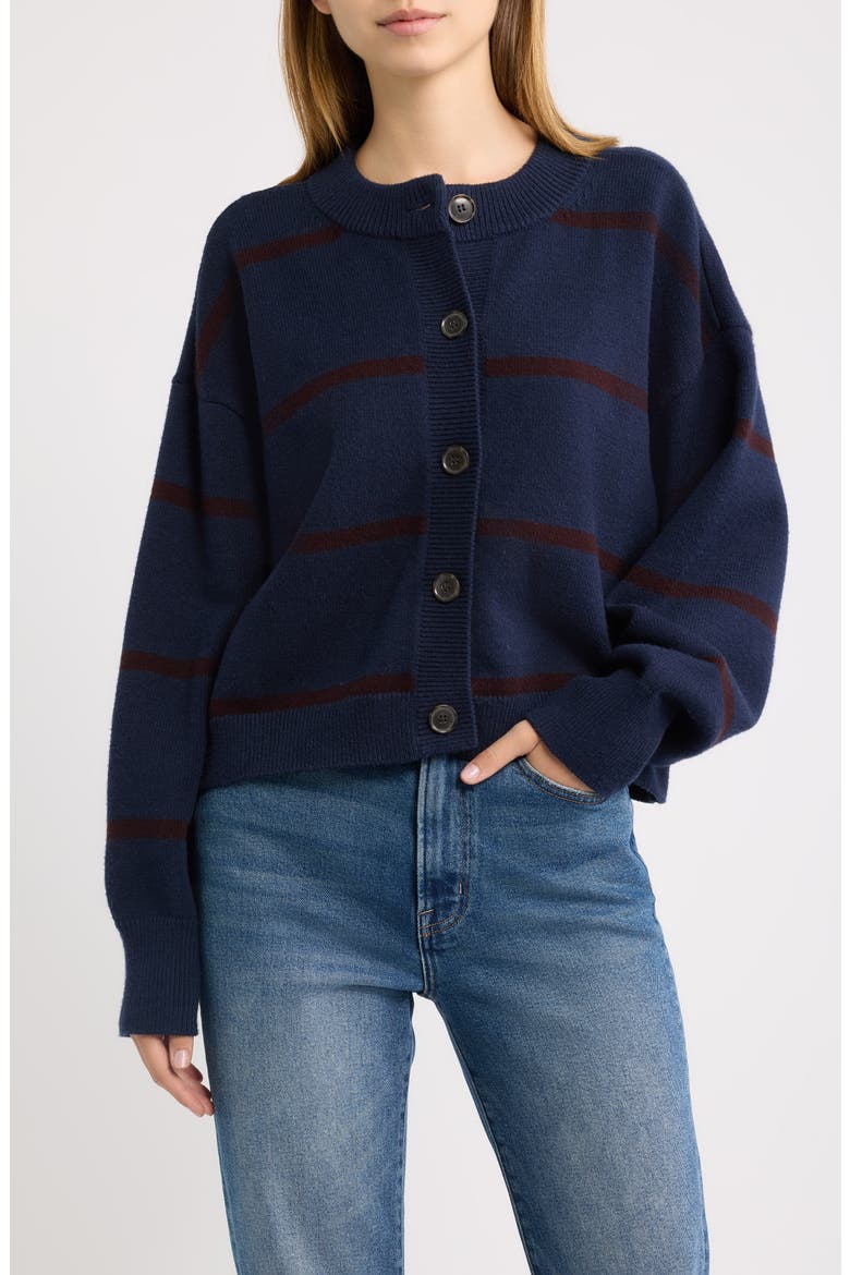 Easy Femme Striped Cardigan, Main, color, NAVY STRIPE