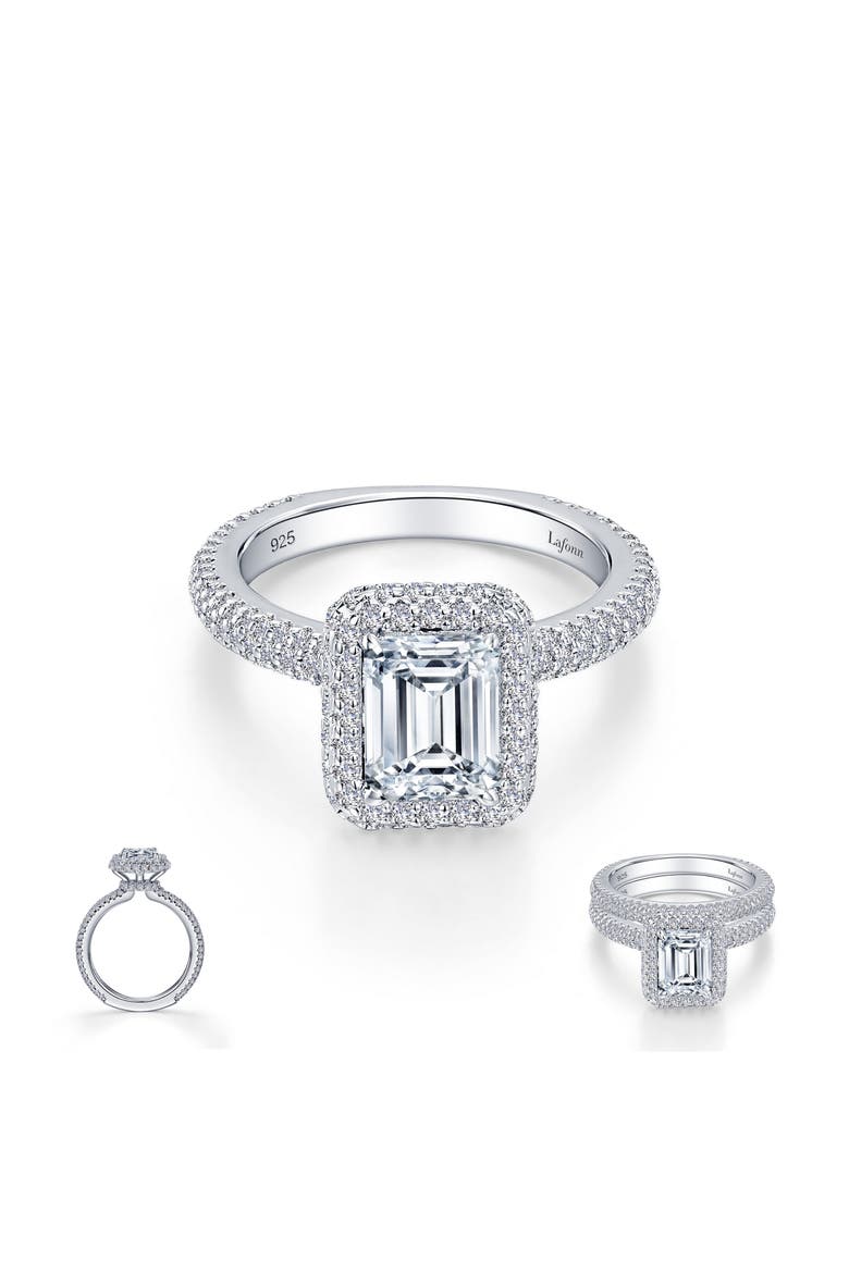 Simulated Diamond Halo Ring, Alternate, color, SILVER