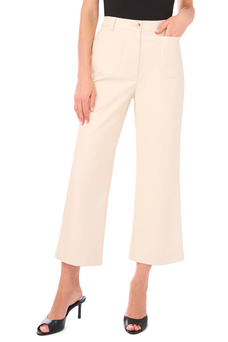Patch Pocket Faux Leather Pants, Main, color, BIRCH