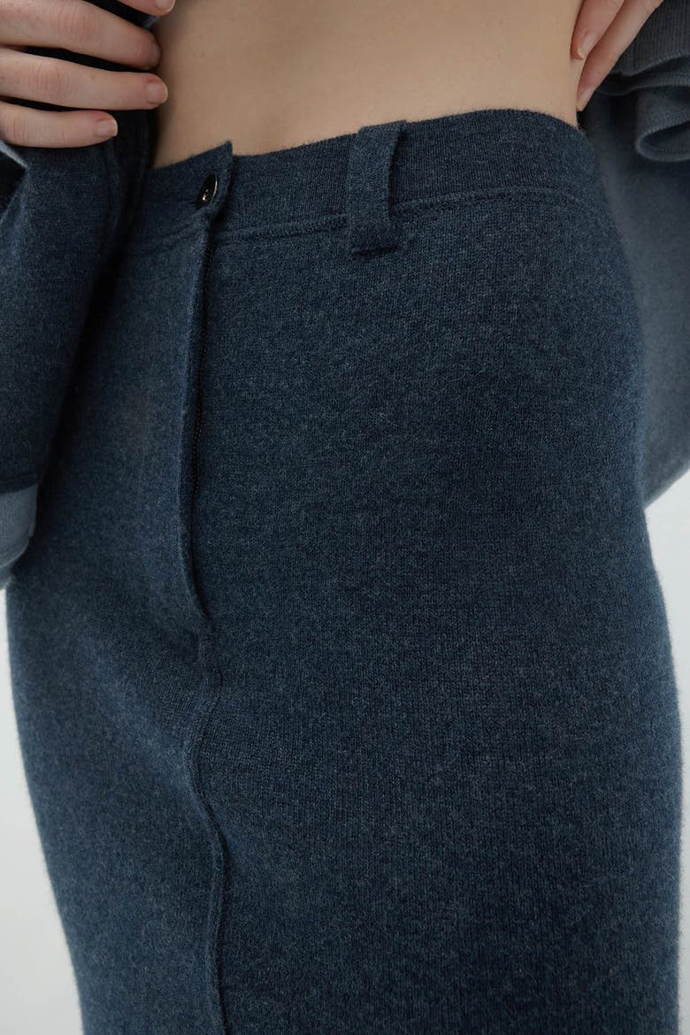 Venice Denim Cashmere Midi Skirt, Alternate, color, Indigo