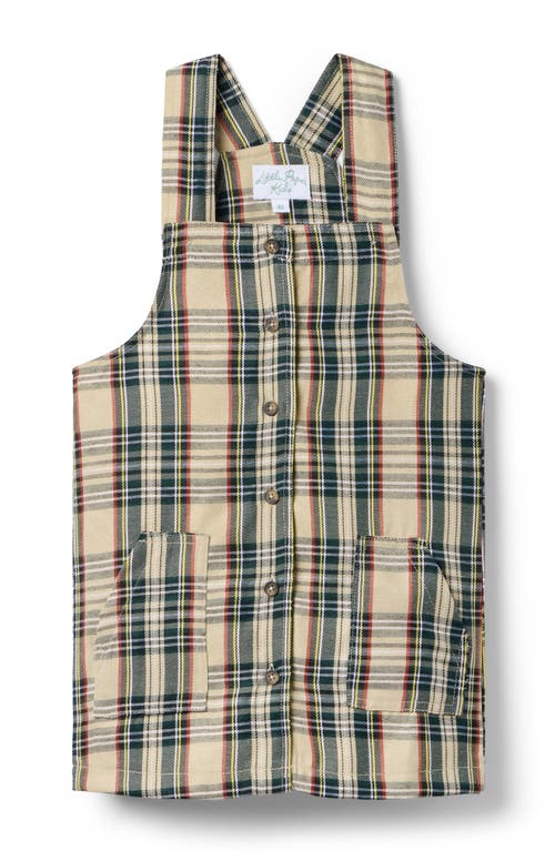 Little Paper Kids Kate Plaid Overall Dress In Neutral