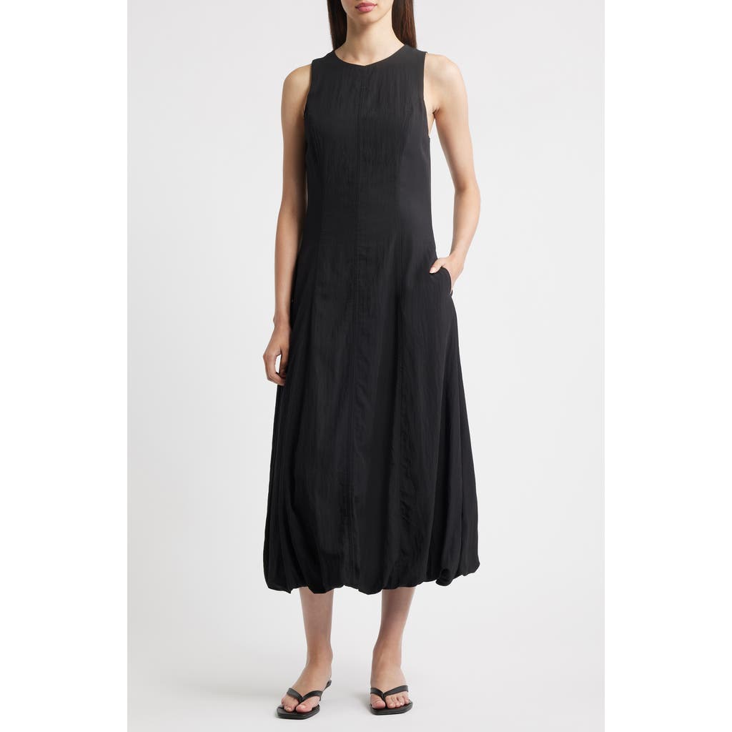 Mango Pumpkin Sleeveless Bubble Hem Midi Dress In Black